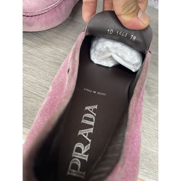 Prada Pink Suede Leather Driving Loafers Shoes Women Sz 38EU/7.5M US - Picture 10 of 16